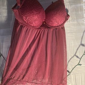 Maroon lace lingerie